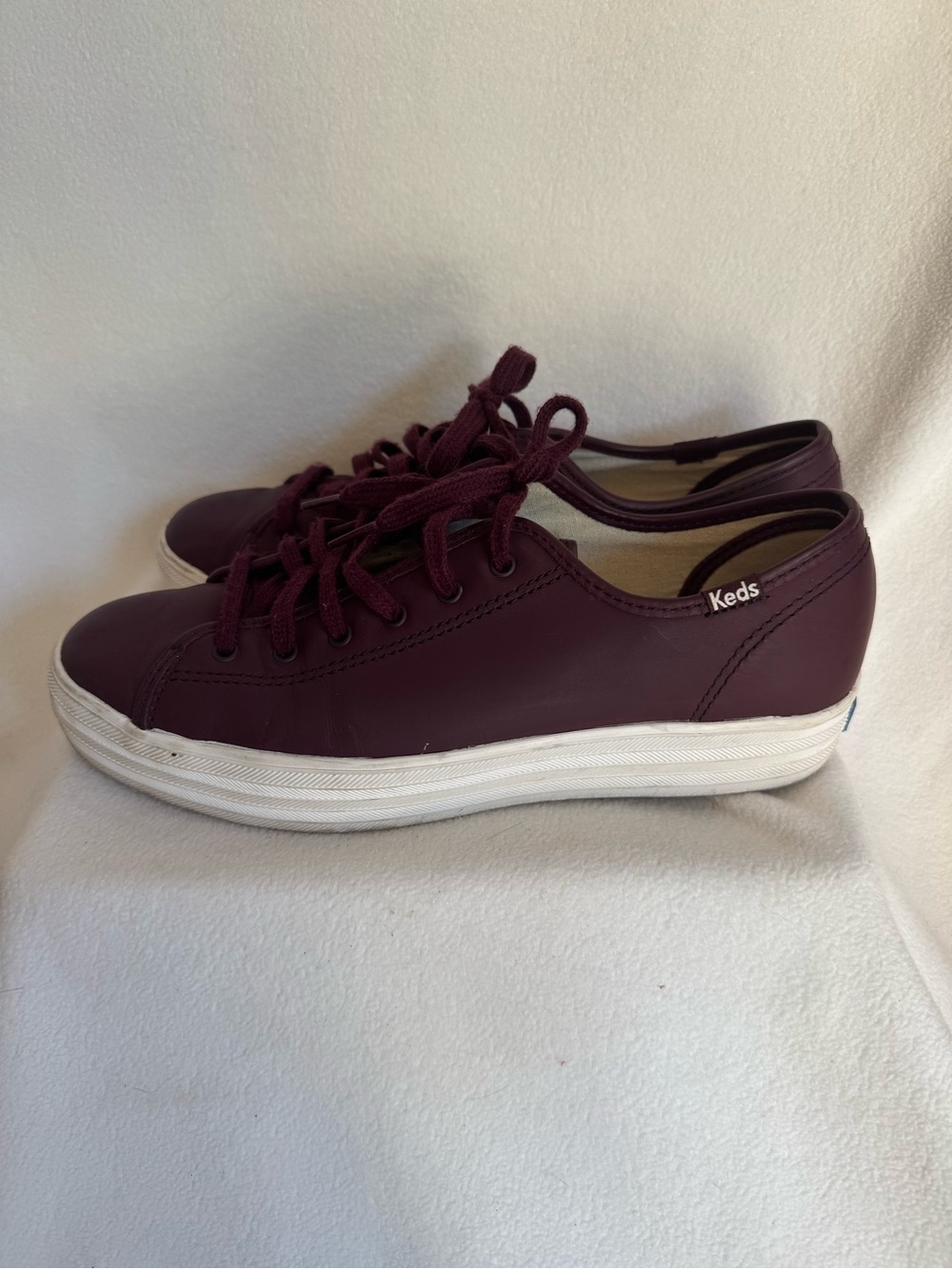 Keds Burgundy Leather Platform Sneakers Women’s 8.5 Wine - Picture 3 of 7